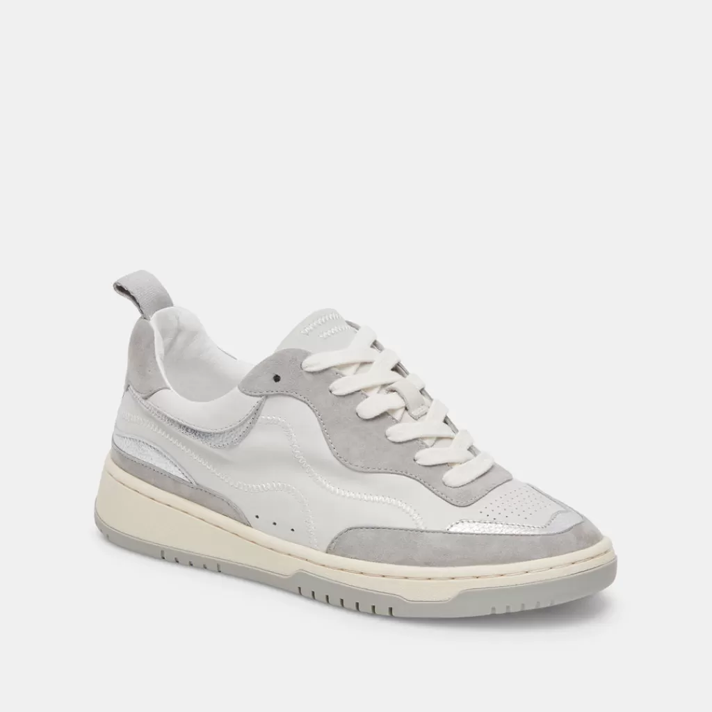 DOLCE VITA Adella Sneakers White Grey Leather Discount