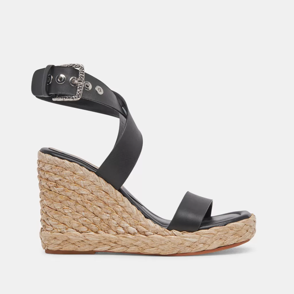 DOLCE VITA Aldona Wedges Black Leather Fashion