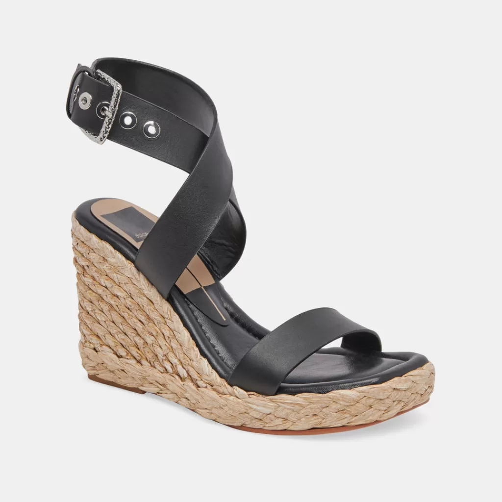 DOLCE VITA Aldona Wedges Black Leather Fashion