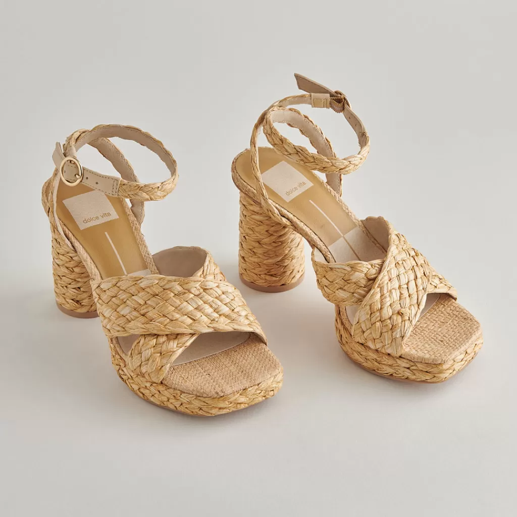 DOLCE VITA Asala Heels Lt Natural Raffia Clearance