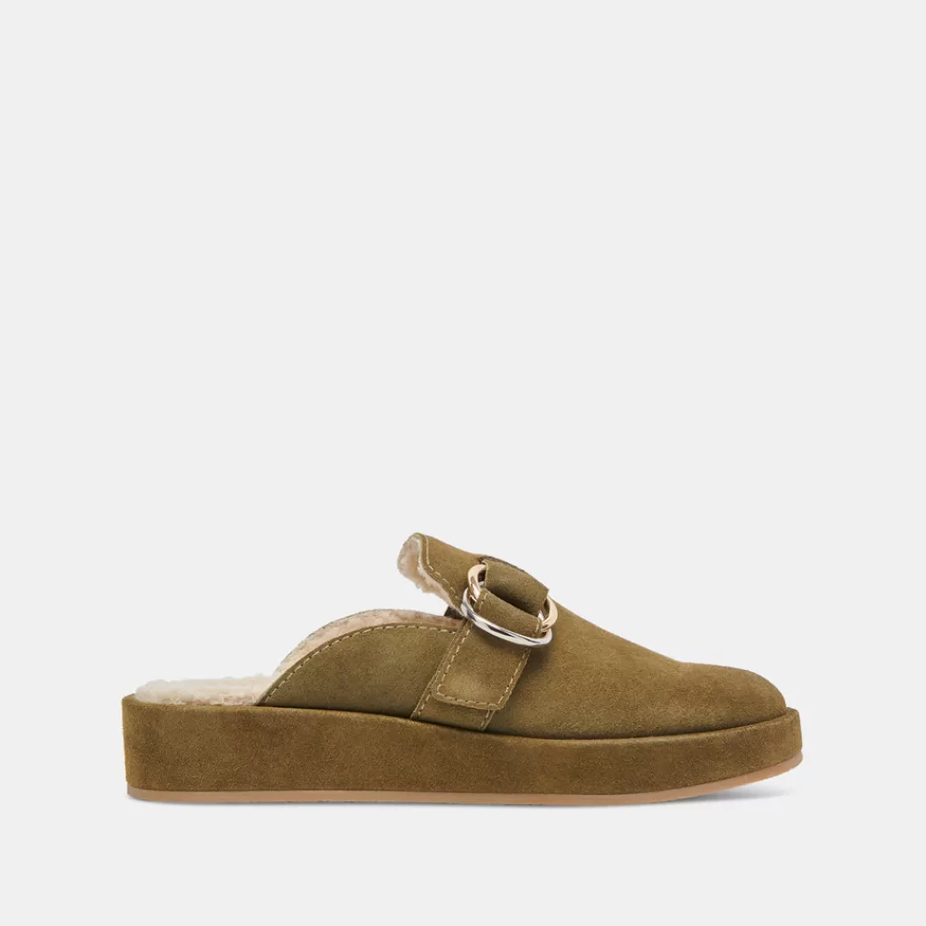 DOLCE VITA Astor Plush Flats Olive Suede New