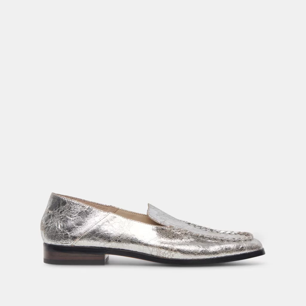 DOLCE VITA Beny Wide Flats Silver Distressed Leather Shop