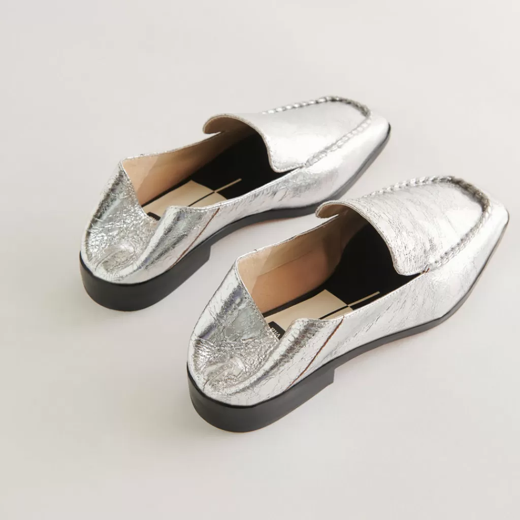 DOLCE VITA Beny Wide Flats Silver Distressed Leather Shop