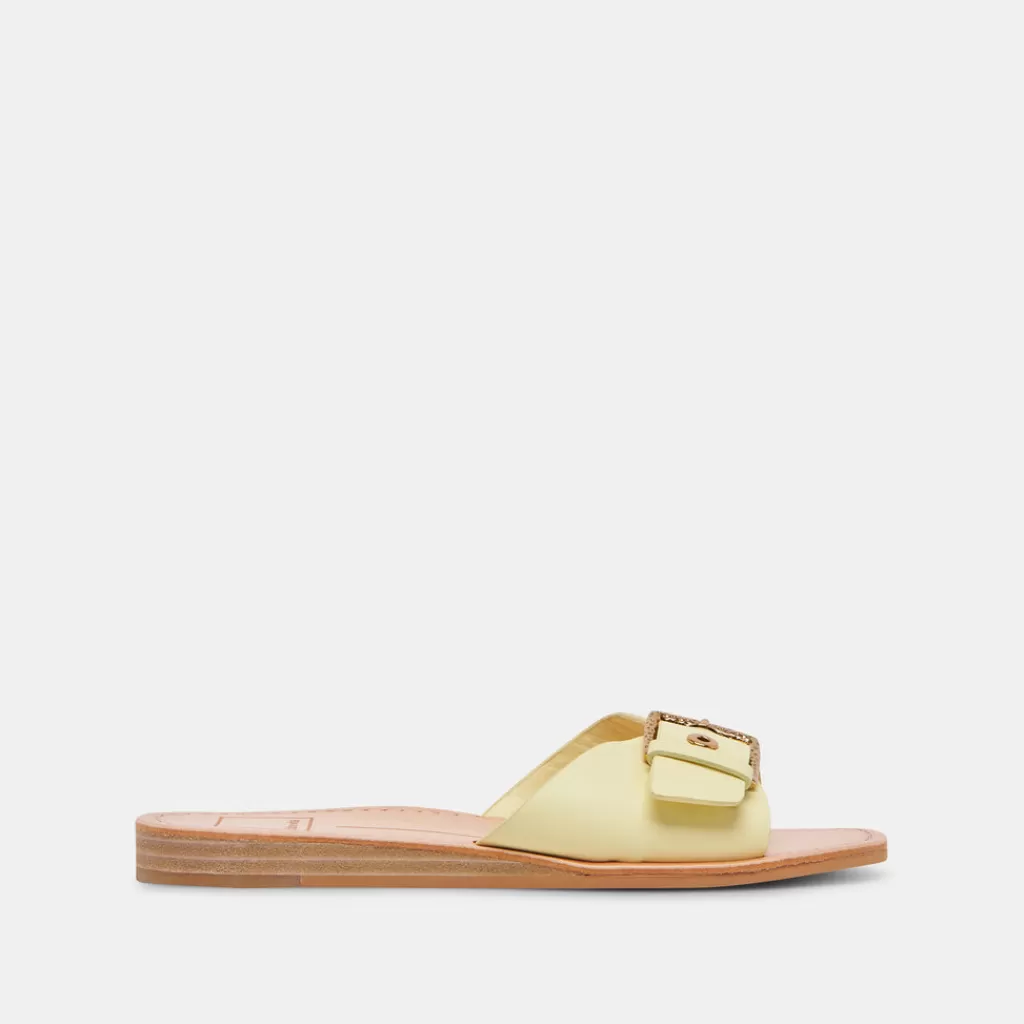DOLCE VITA Cabana Sandals Lemon Cream Leather Store