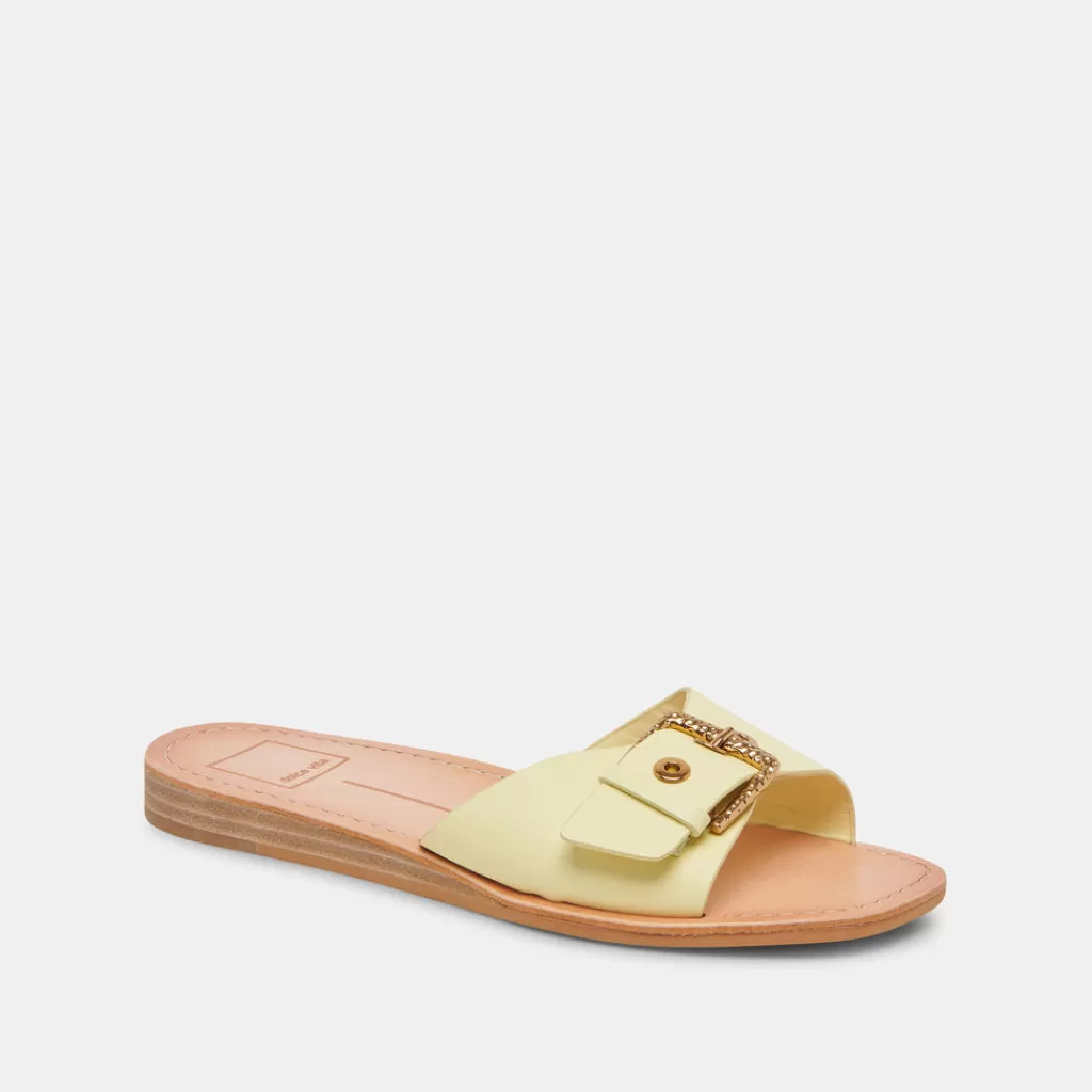 DOLCE VITA Cabana Sandals Lemon Cream Leather Store