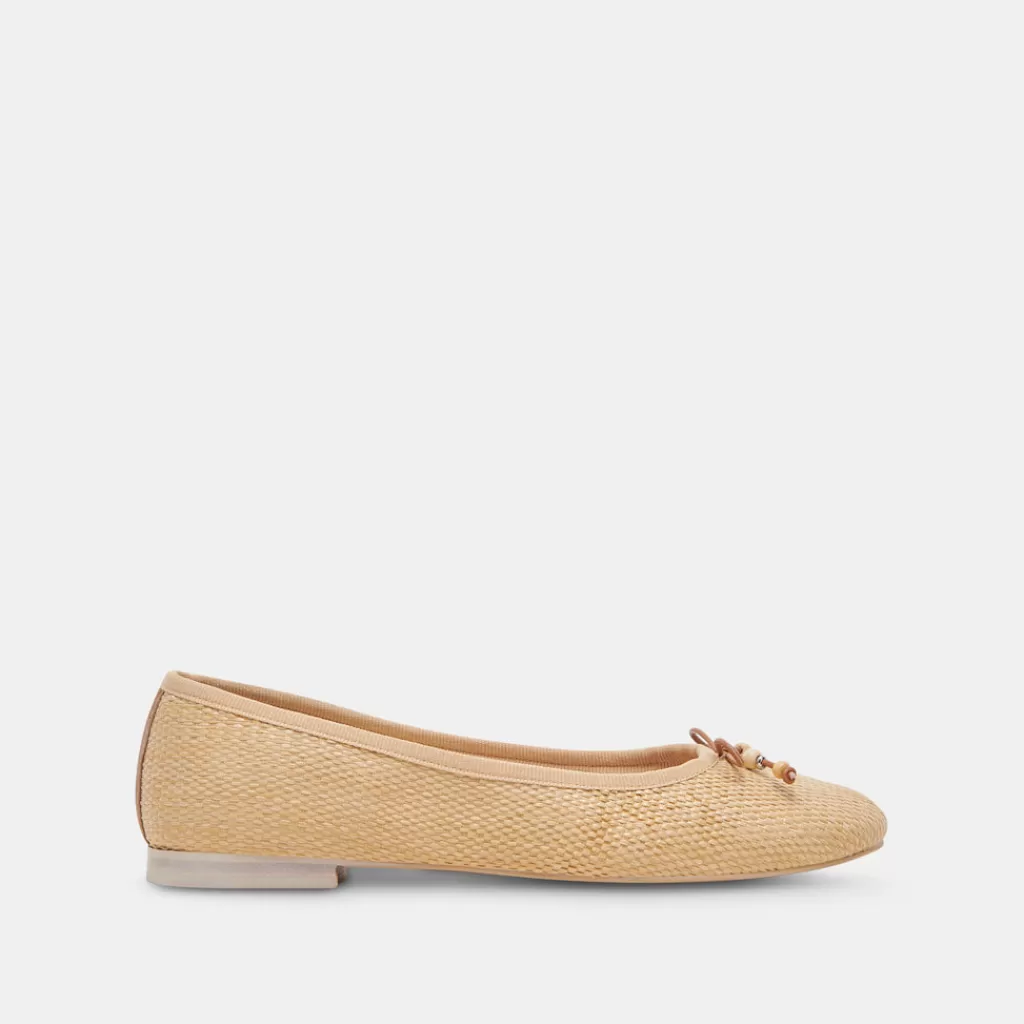 DOLCE VITA Cacy Ballet Flats Natural Raffia Fashion