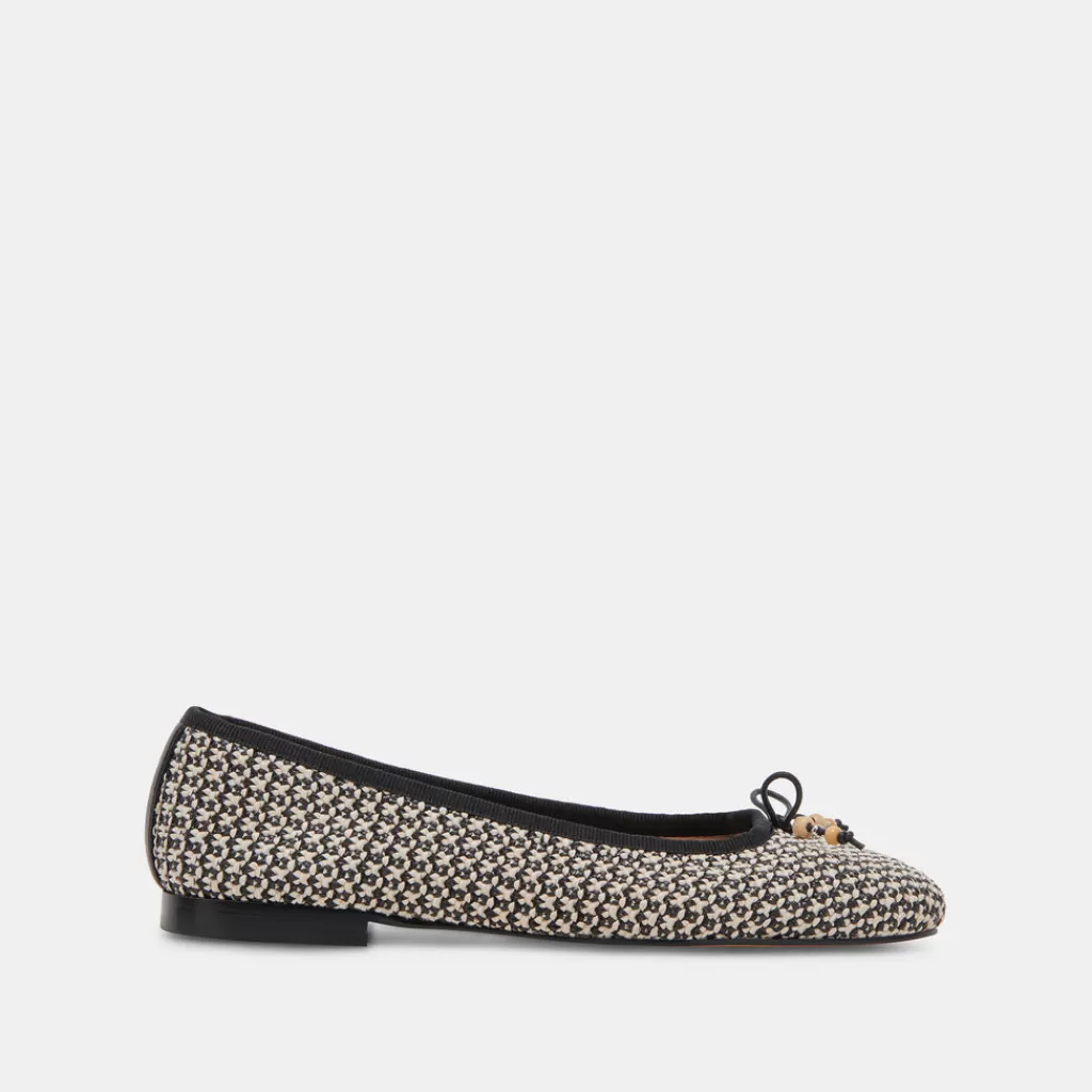 DOLCE VITA Cacy Ballet Flats White Black Raffia Cheap