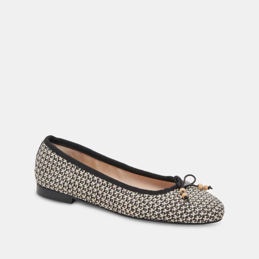 DOLCE VITA Cacy Ballet Flats White Black Raffia Cheap