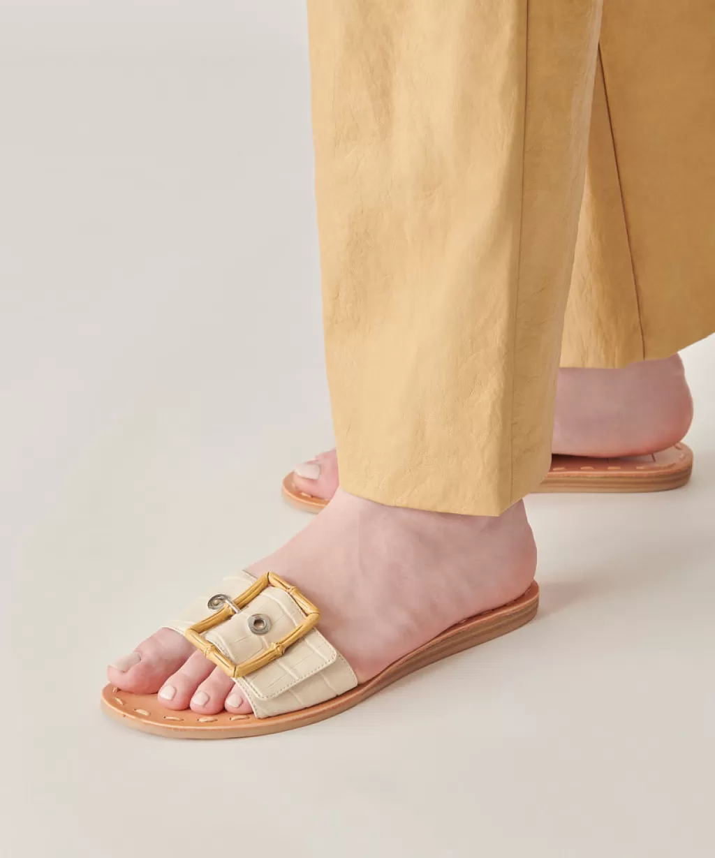 DOLCE VITA Dasa Sandals Eggshell Embossed Leather Hot