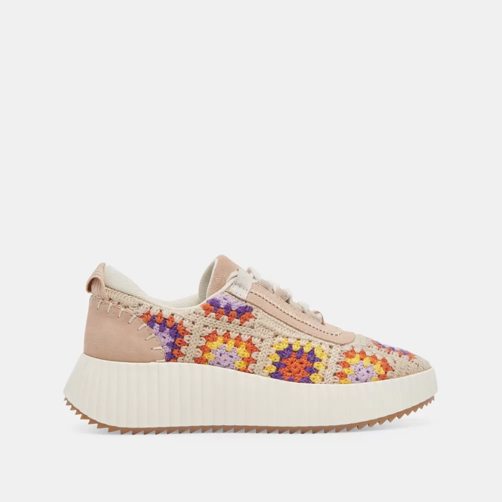 DOLCE VITA Dolen Crochet Sneakers Purple Floral Crochet Clearance