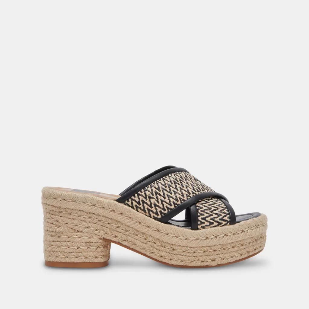 DOLCE VITA Eldora Heels White Black Raffia New