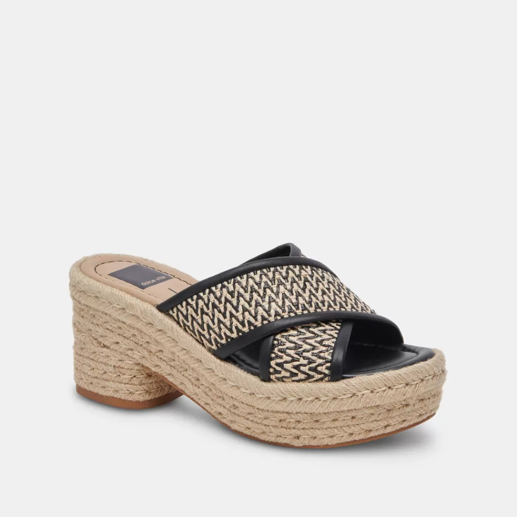 DOLCE VITA Eldora Heels White Black Raffia New