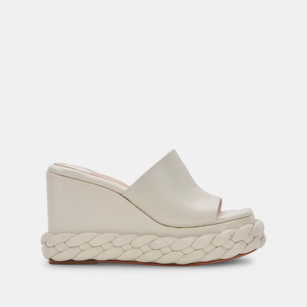 DOLCE VITA Elene Wedges Ivory Leather Flash Sale
