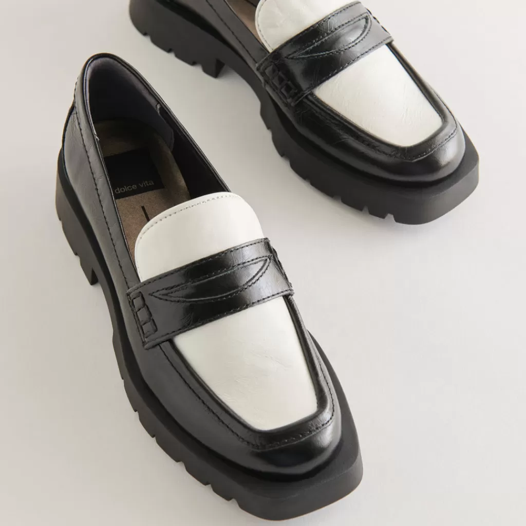 DOLCE VITA Elias Flats Black White Crinkle Patent Outlet