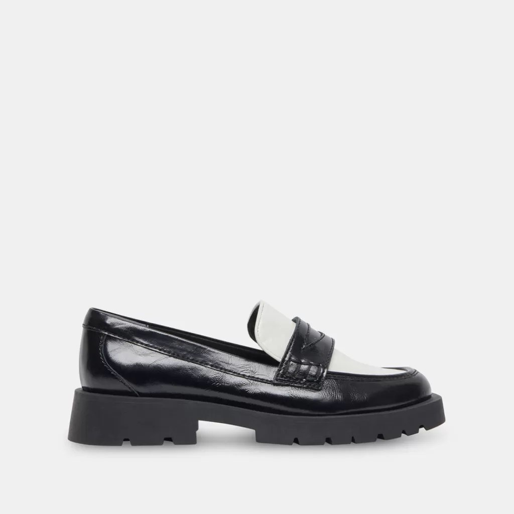 DOLCE VITA Elias Flats Black White Crinkle Patent Outlet