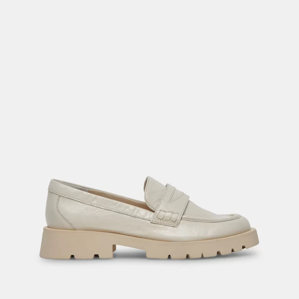 DOLCE VITA Elias Flats Off White Crinkle Patent Fashion