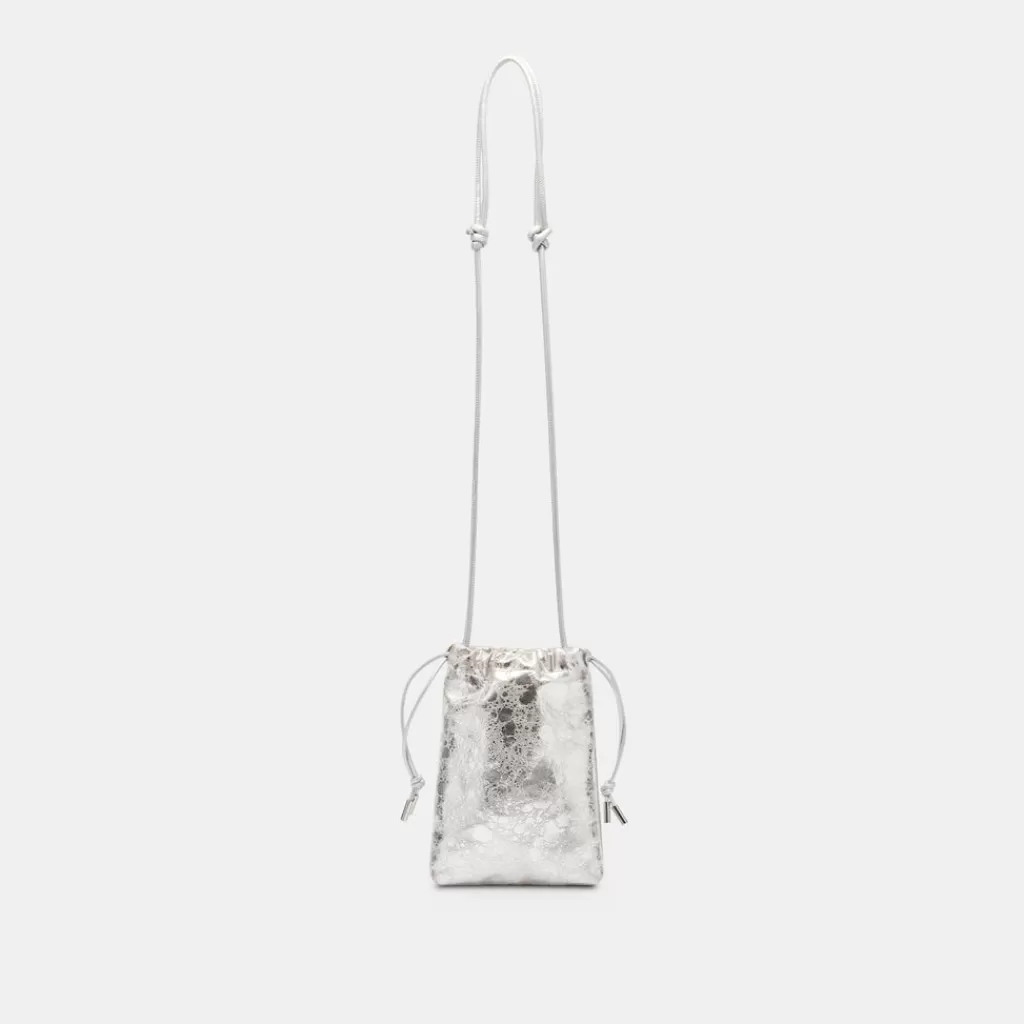 DOLCE VITA Evie Crossbody Pouch Silver Distressed Leather Cheap