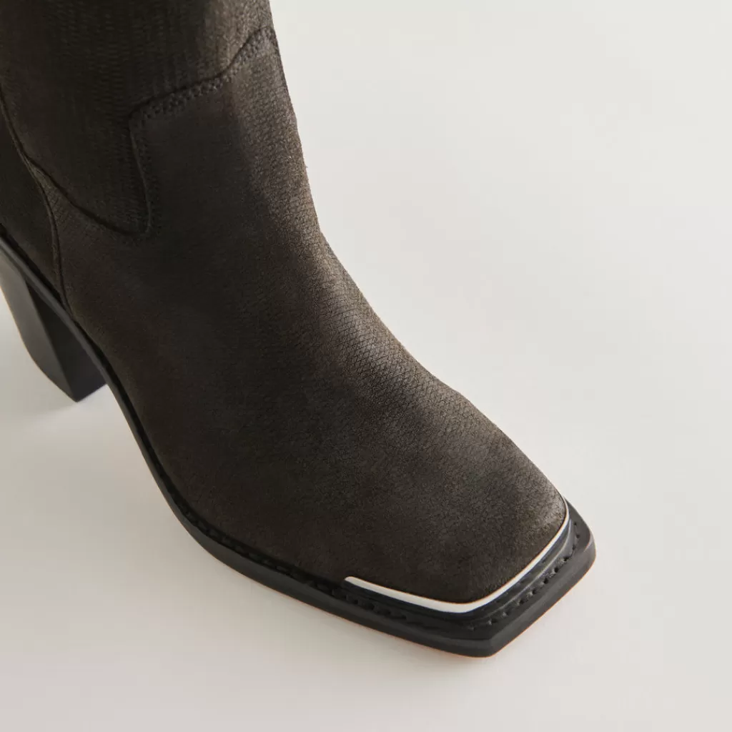 DOLCE VITA Falon Boots Espresso Distressed Leather Discount