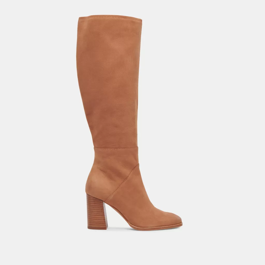 DOLCE VITA Fynn Wide Calf Boots Brown Nubuck Outlet