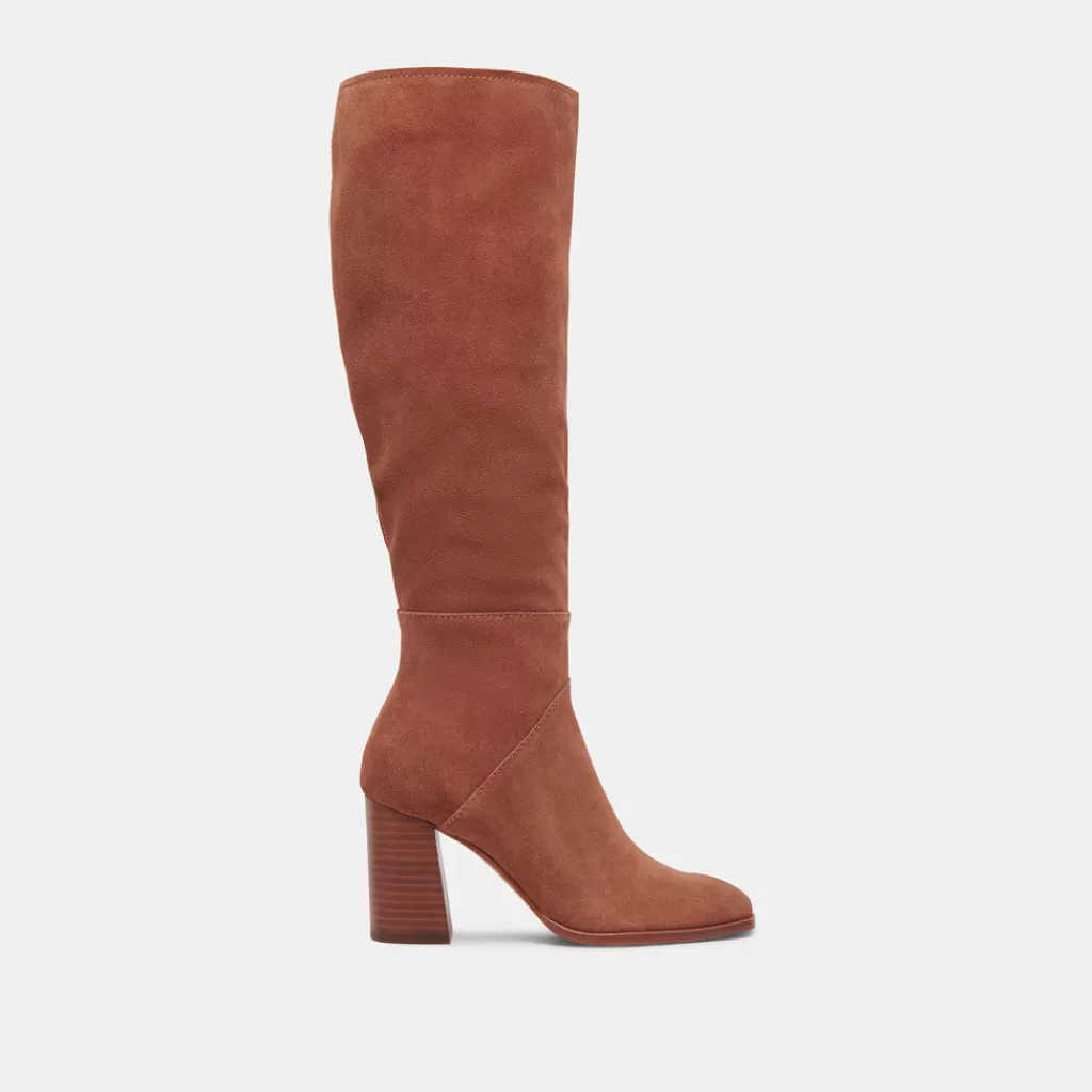 DOLCE VITA Fynn Wide Calf Boots Dk Brown Suede Fashion