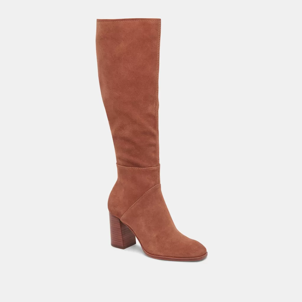 DOLCE VITA Fynn Wide Calf Boots Dk Brown Suede Fashion