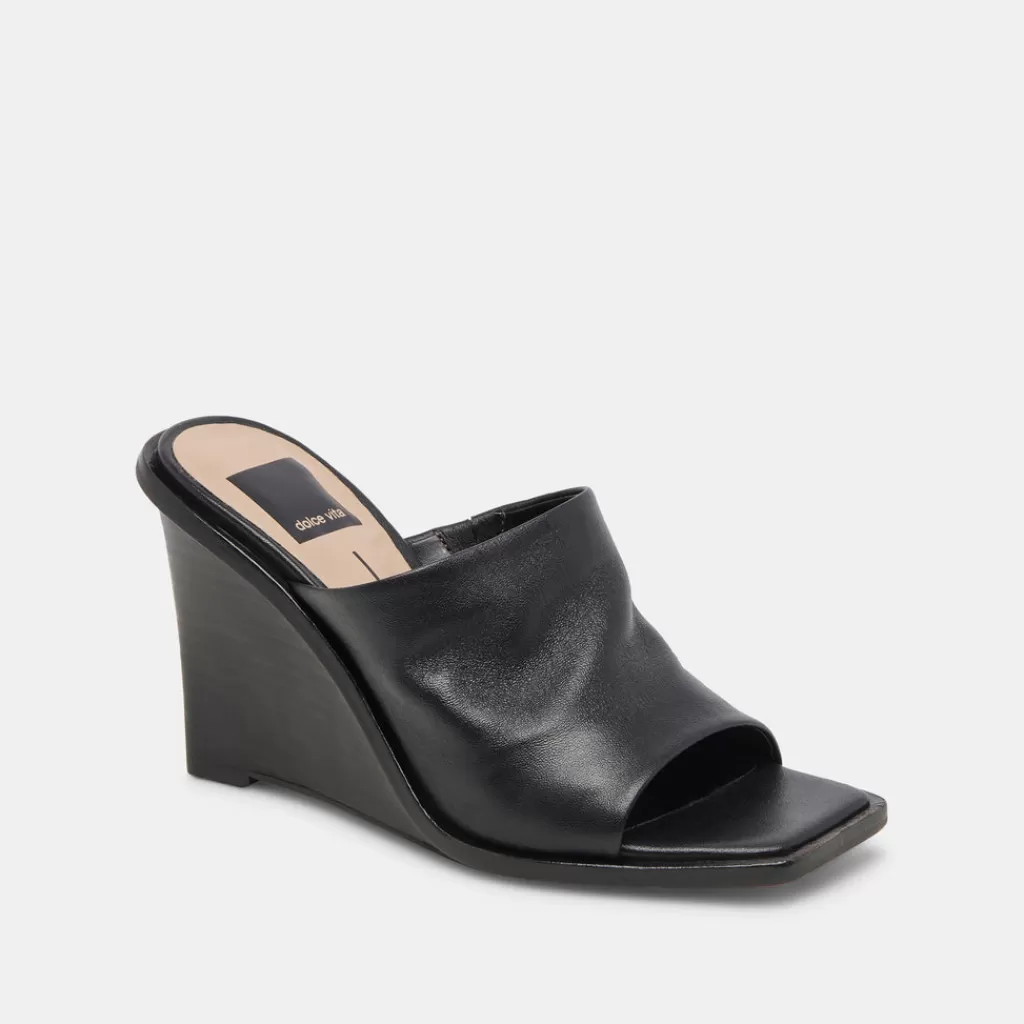 DOLCE VITA Gilded Wedges Black Leather Shop