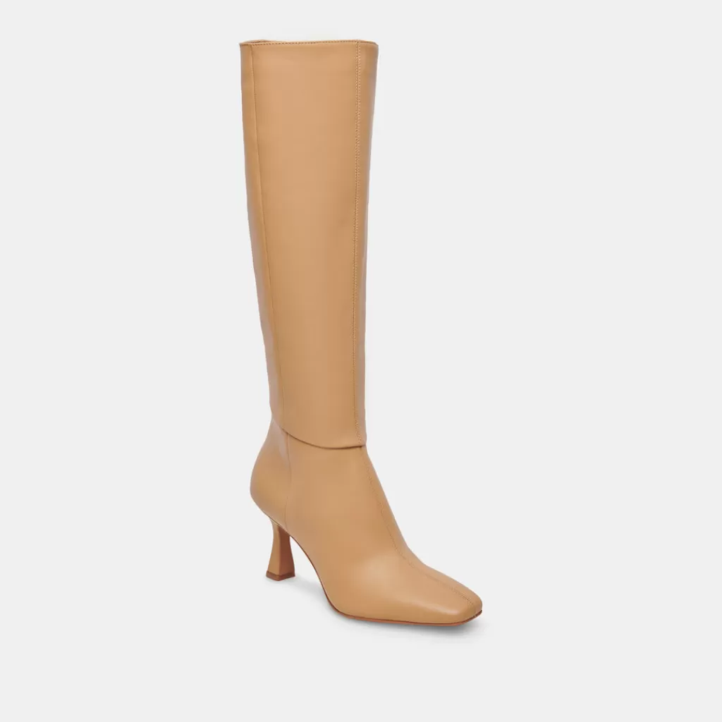 DOLCE VITA Gyra Wide Calf Boots Tan Leather Clearance