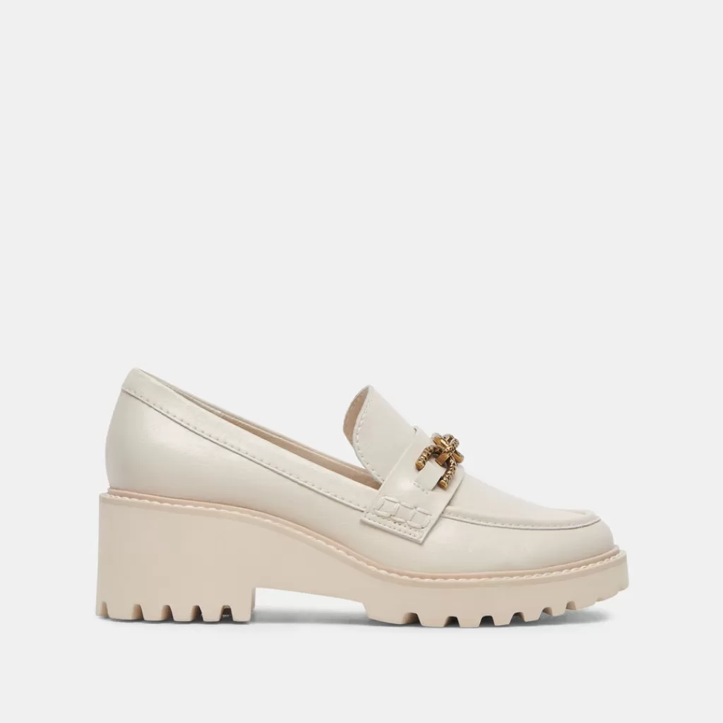 DOLCE VITA Harlen Loafers Ivory Crinkle Patent Flash Sale