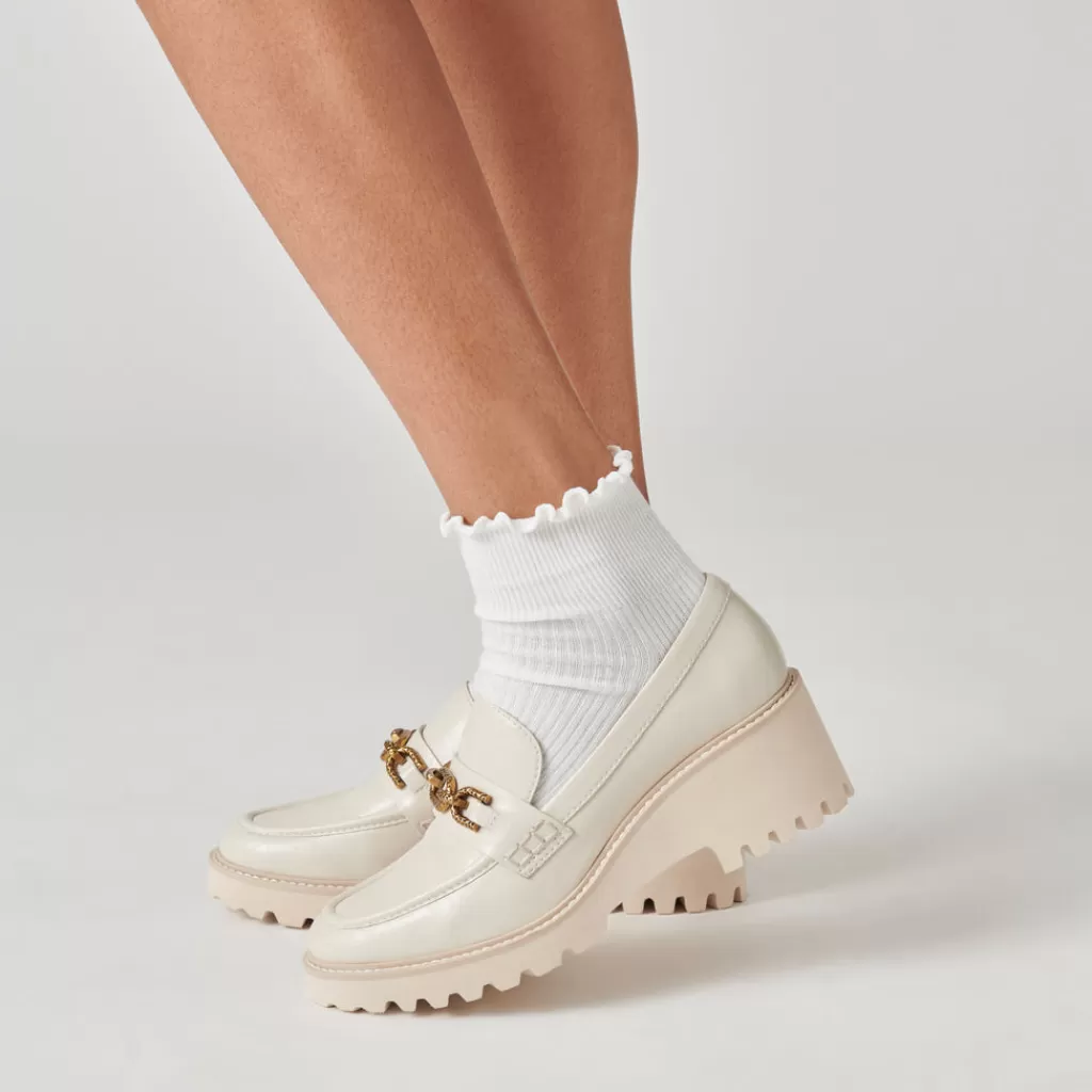 DOLCE VITA Harlen Loafers Ivory Crinkle Patent Flash Sale