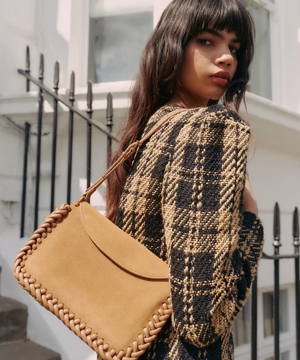DOLCE VITA Harper Shoulder Bag Rusty Oak Suede Clearance