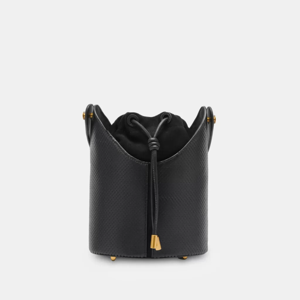 DOLCE VITA Harriet Bucket Bag Black Snake Leather Fashion