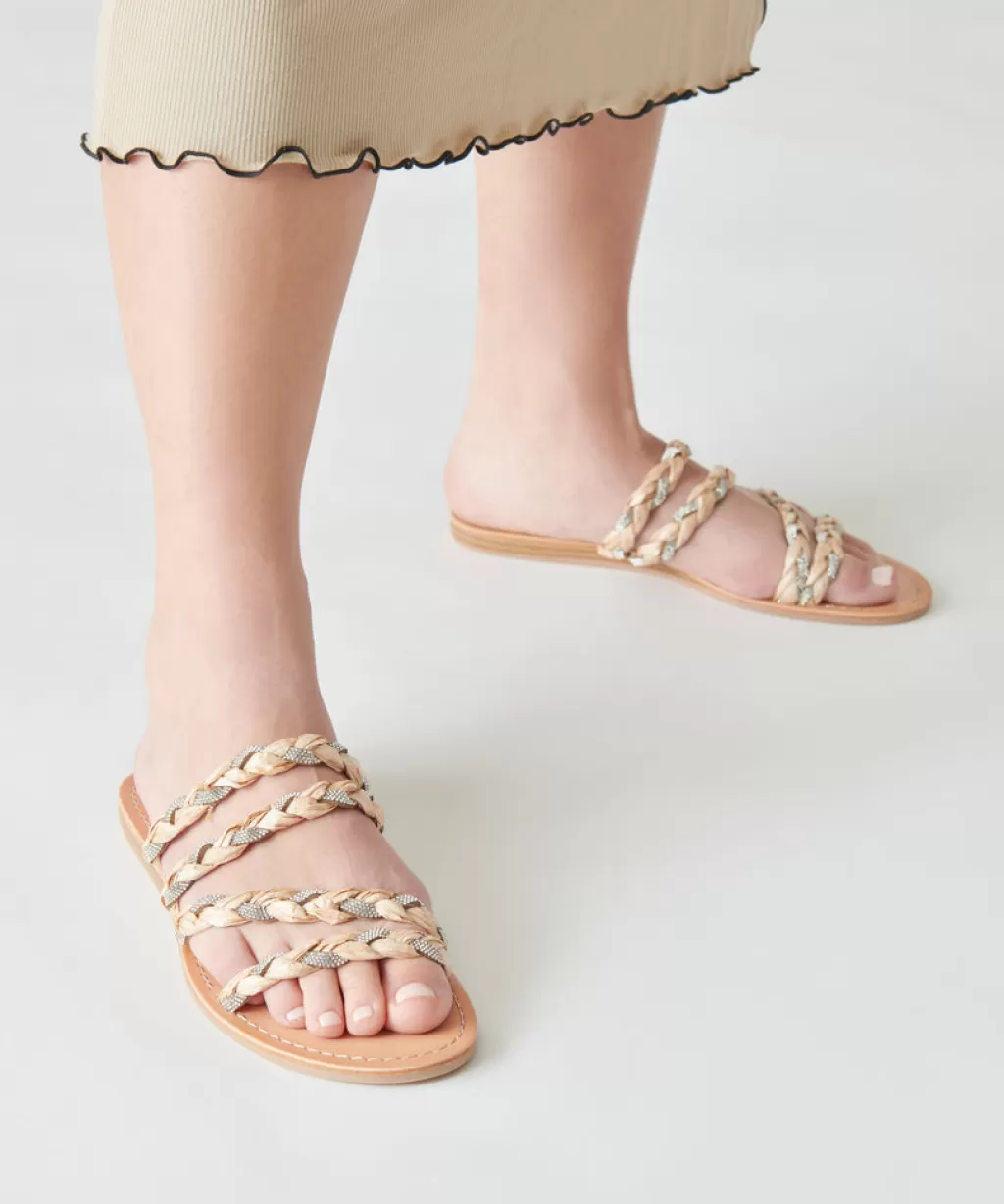 DOLCE VITA Khloe Sandals Natural Rhinestone Shop