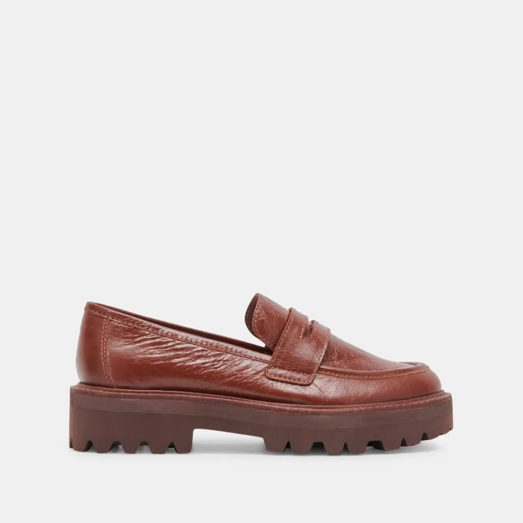 DOLCE VITA Malila Loafers Brown Crinkle Patent Cheap