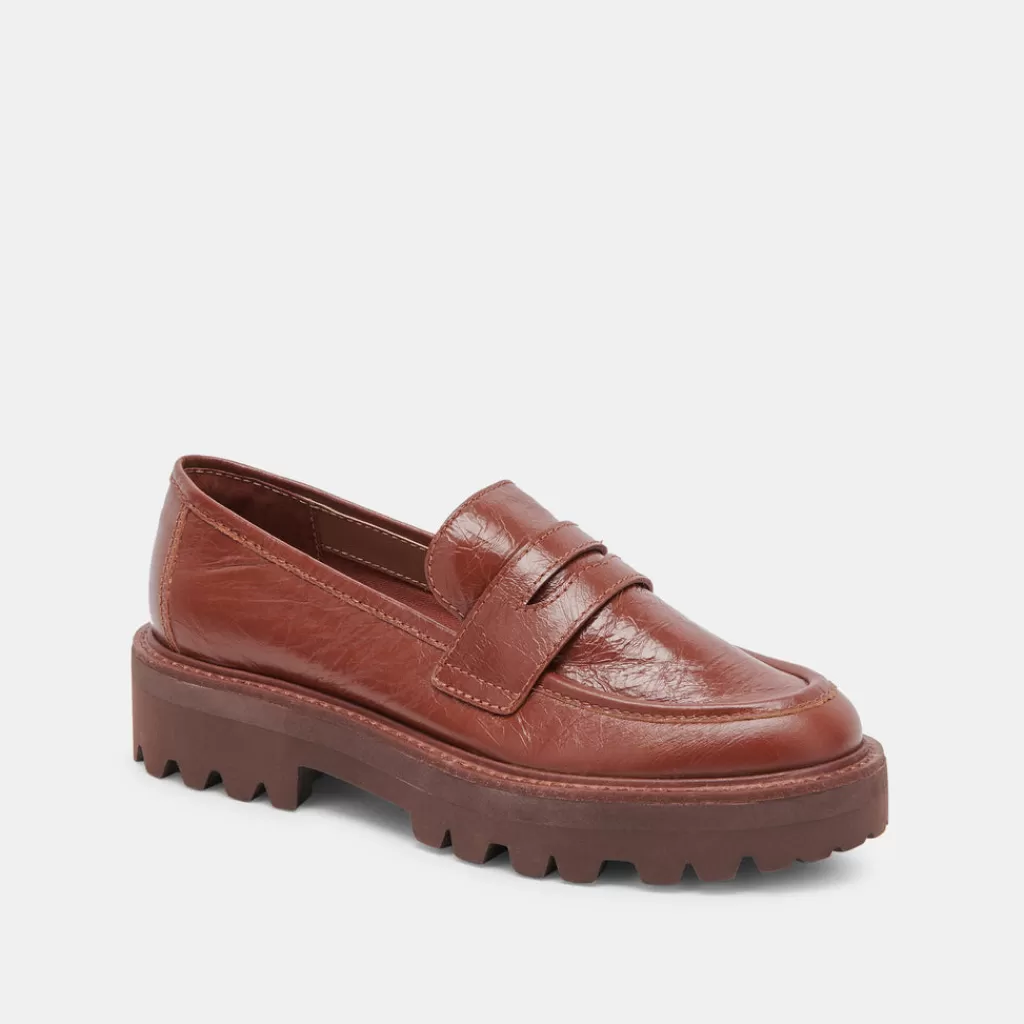 DOLCE VITA Malila Loafers Brown Crinkle Patent Cheap