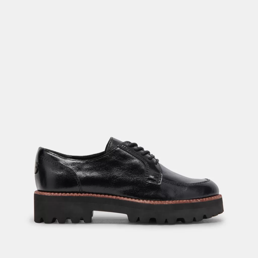 DOLCE VITA Morna Oxfords Midnight Crinkle Patent Sale