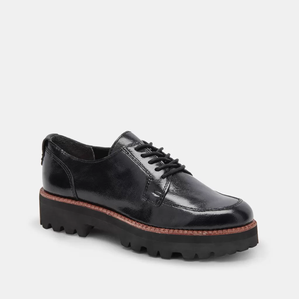 DOLCE VITA Morna Oxfords Midnight Crinkle Patent Sale