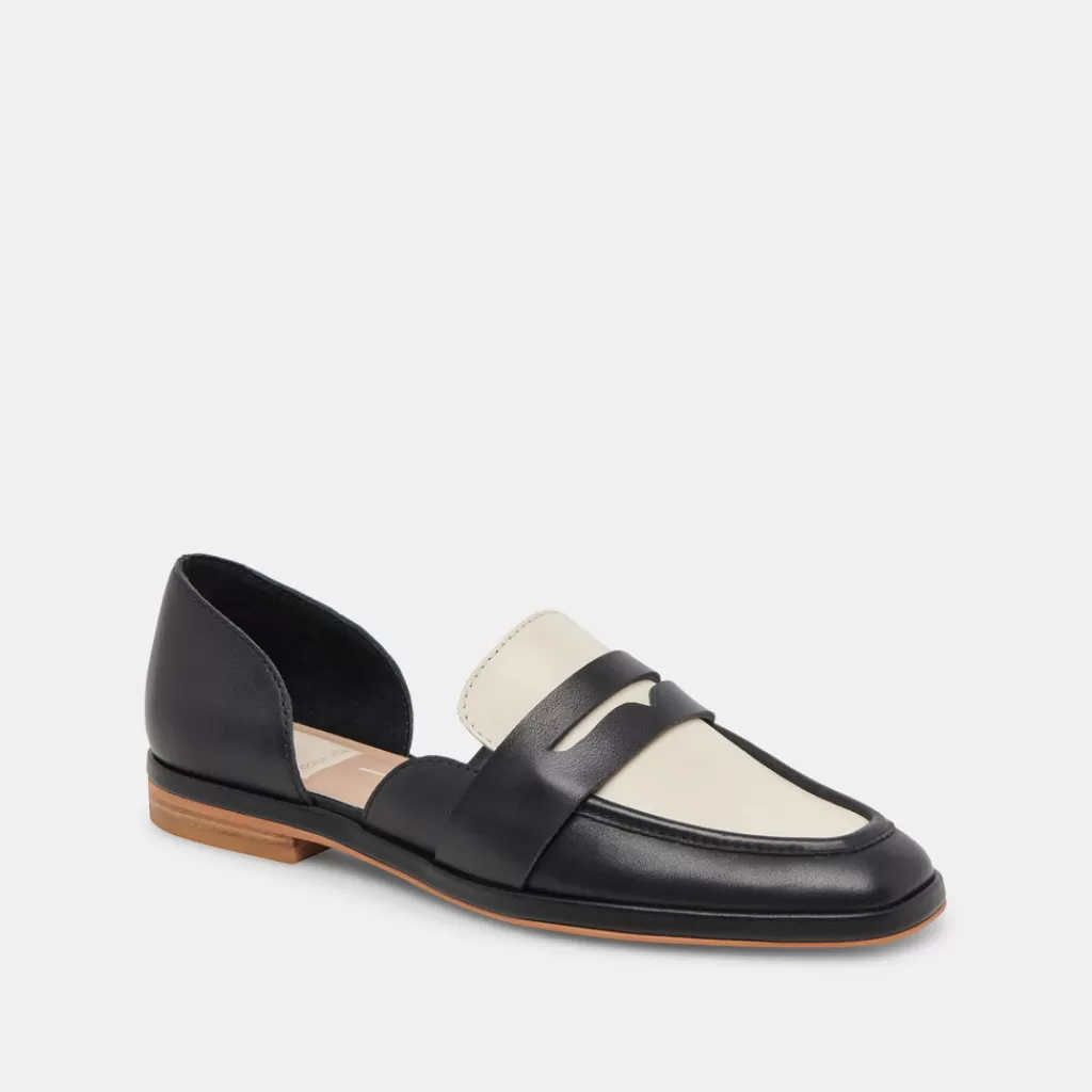 DOLCE VITA Moyra Flats Black White Leather Flash Sale