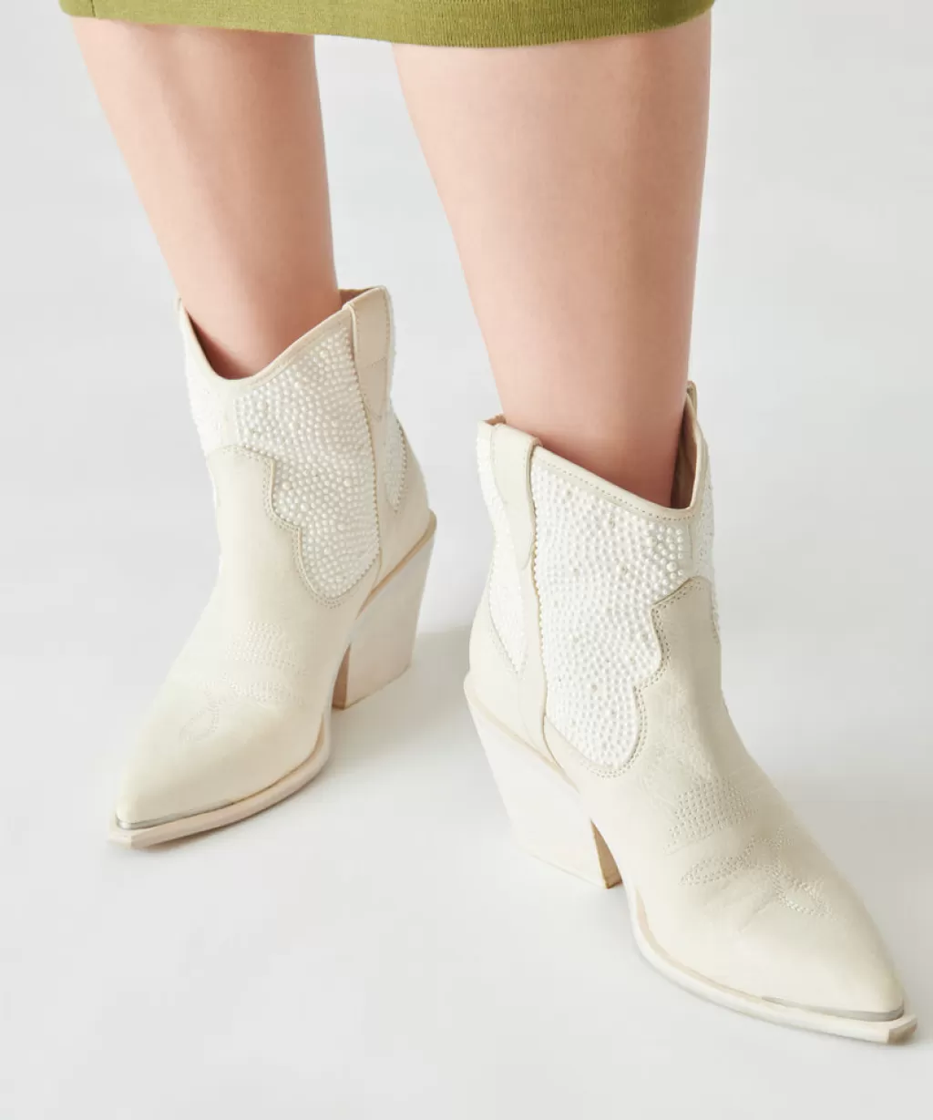 DOLCE VITA Nashe Booties Off White Pearls Flash Sale