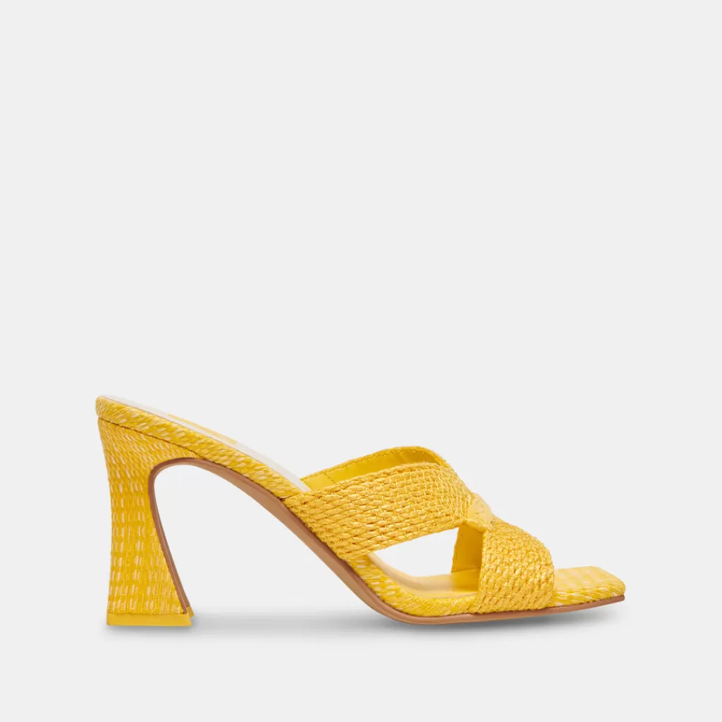 DOLCE VITA Nitro Heels Yellow Raffia Flash Sale