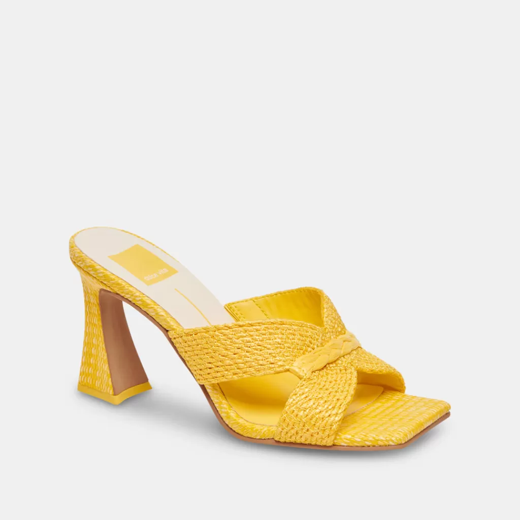 DOLCE VITA Nitro Heels Yellow Raffia Flash Sale