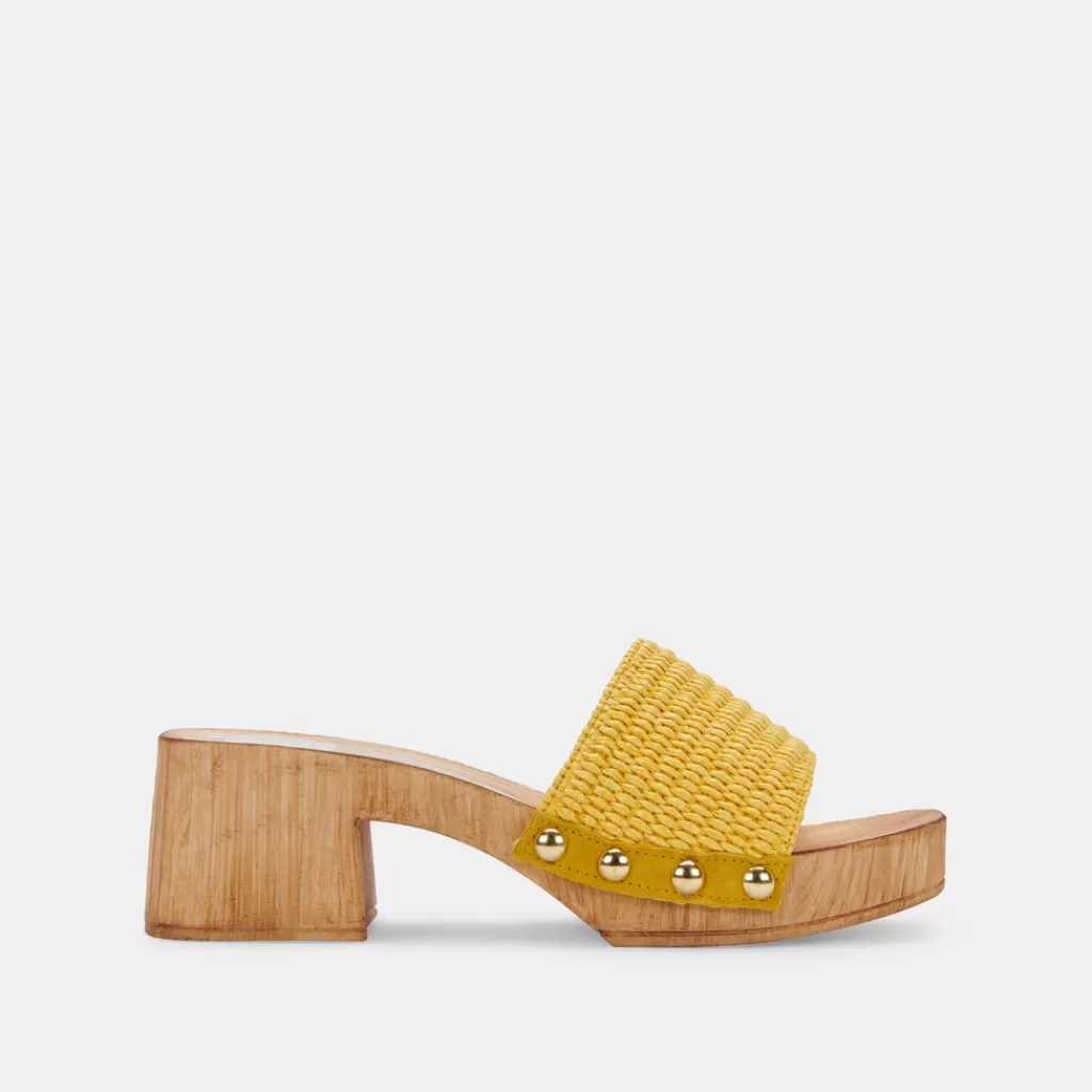 DOLCE VITA Oakley Heels Yellow Raffia Discount