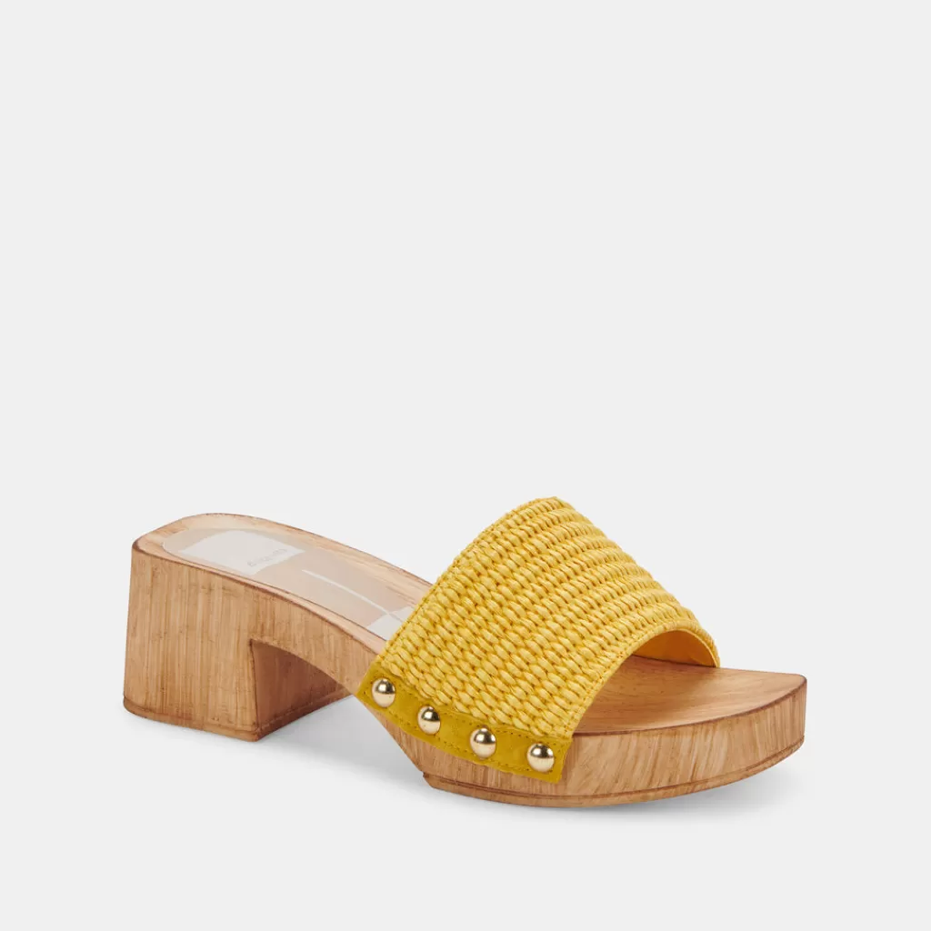 DOLCE VITA Oakley Heels Yellow Raffia Discount