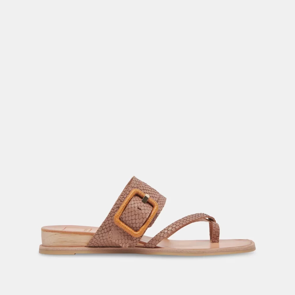 DOLCE VITA Perris Sandals Cafe Embossed Leather Best Sale