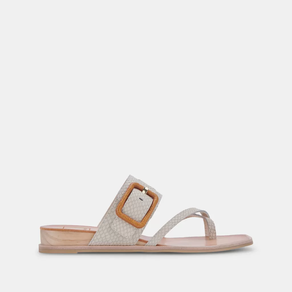 DOLCE VITA Perris Sandals Ivory Embossed Leather Shop