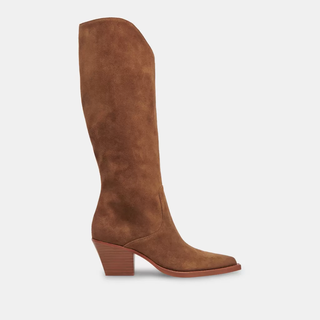 DOLCE VITA Raj Wide Calf Boots Brown Suede Cheap