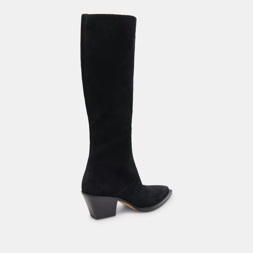 DOLCE VITA Raj Wide Calf Boots Onyx Suede Discount