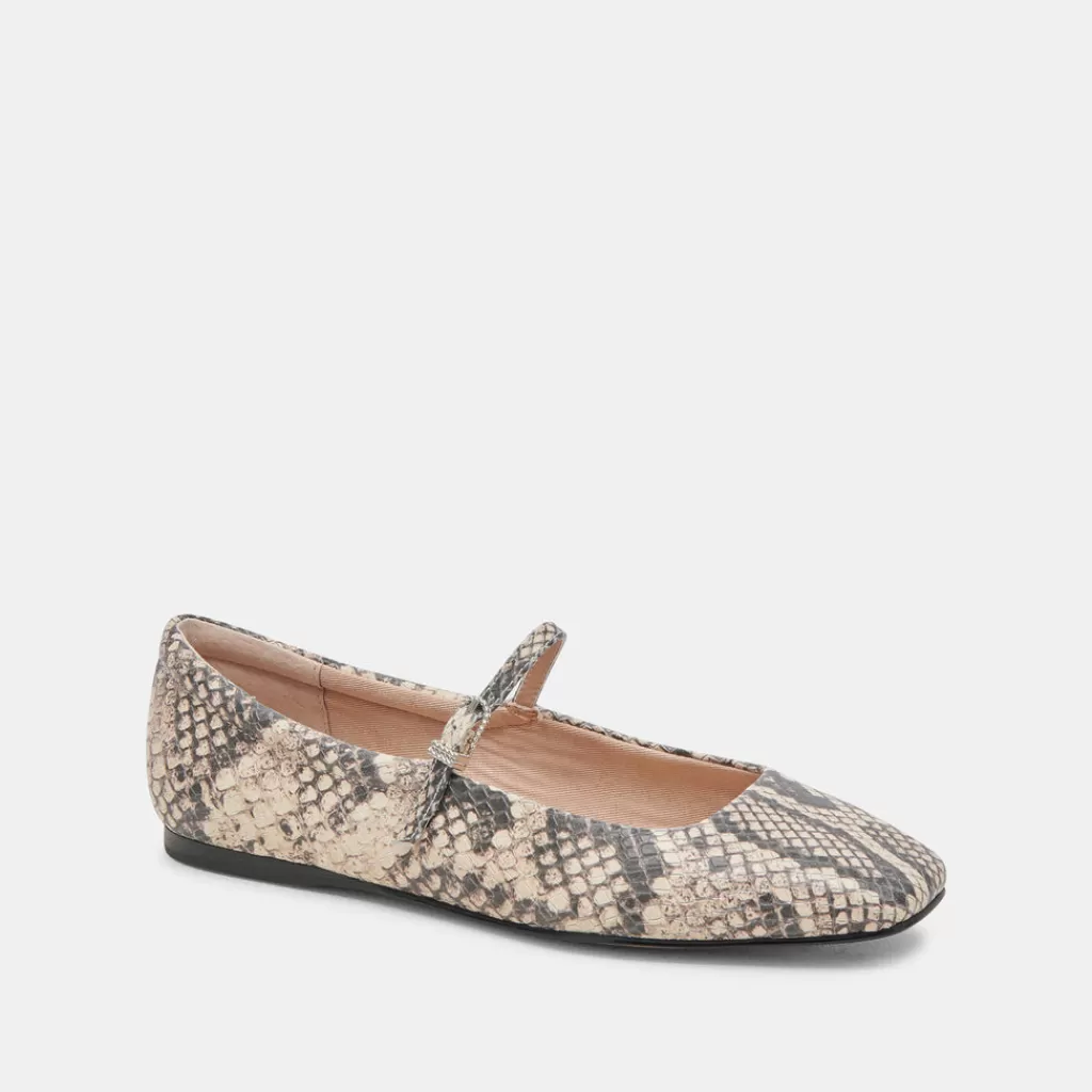 DOLCE VITA Reyes Ballet Flats Black White Snake Embossed Shop