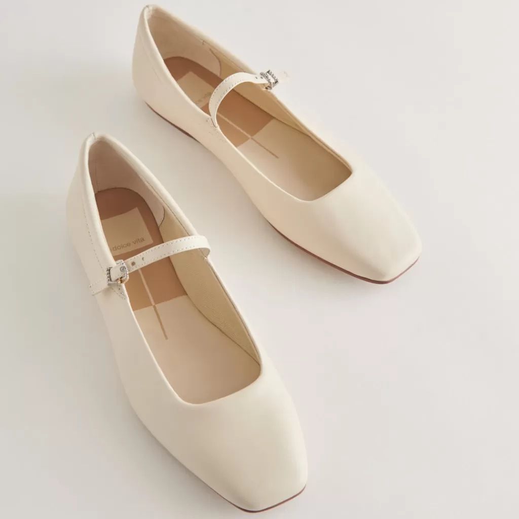 DOLCE VITA Reyes Ballet Flats Ivory Leather Outlet