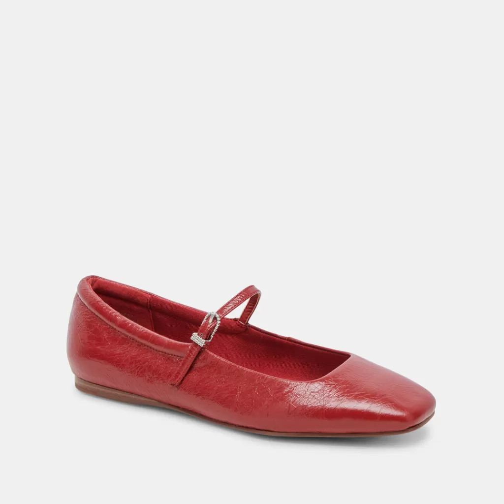 DOLCE VITA Reyes Ballet Flats Red Crinkle Patent Online