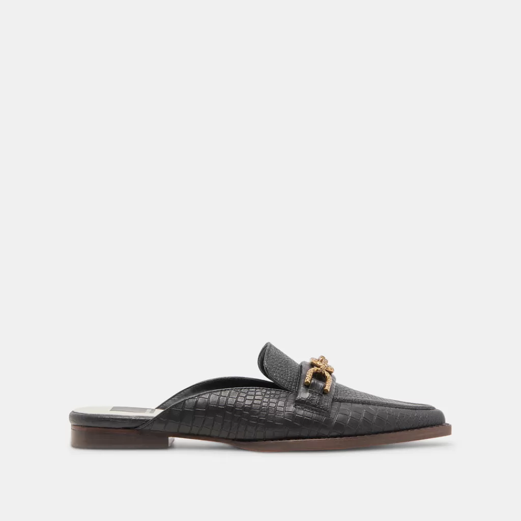 DOLCE VITA Sidon Flats Noir Embossed Leather Discount